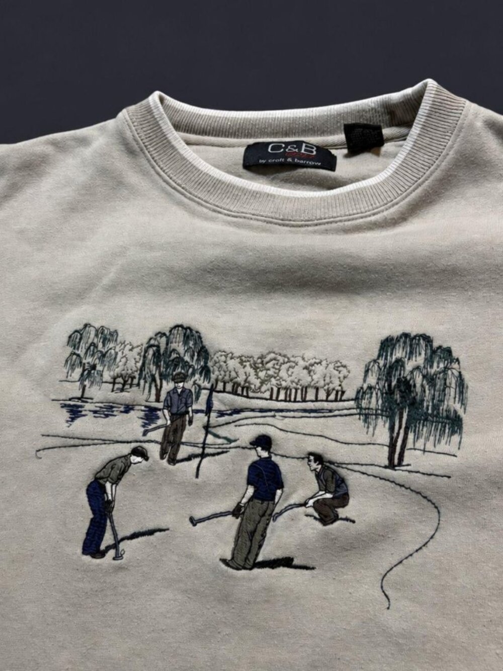 Croft & Barrow Cream Golf Embroidered Crewneck Sweatshirt XL